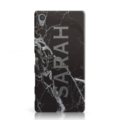 Personalised Clear Name Cutout Black Marble Custom Sony Xperia Case