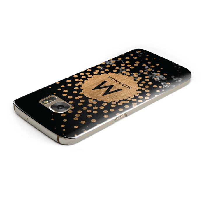 Personalised Copper Black Marble With Name Samsung Galaxy Case Top Cutout