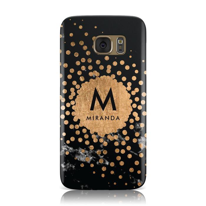 Personalised Copper Black Marble With Name Samsung Galaxy Case