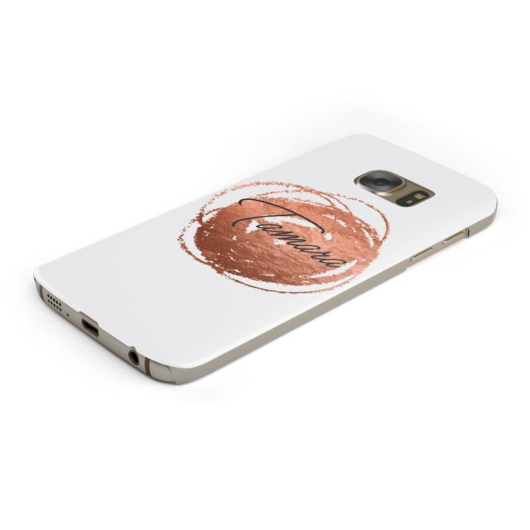 Personalised Copper Effect Custom Initials Samsung Galaxy Case Bottom Cutout