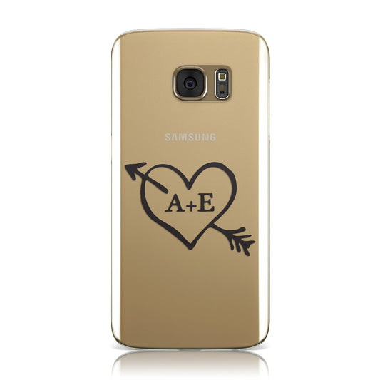 Personalised Couples Black Initials Arrow Clear Samsung Galaxy Case