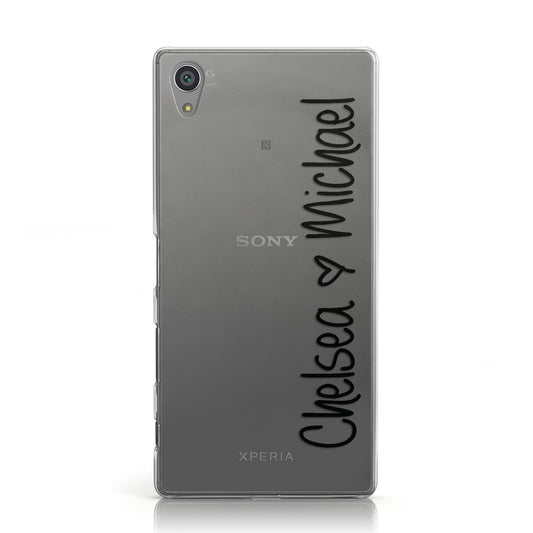 Personalised Couples Names Handwritten Black Clear Sony Xperia Case