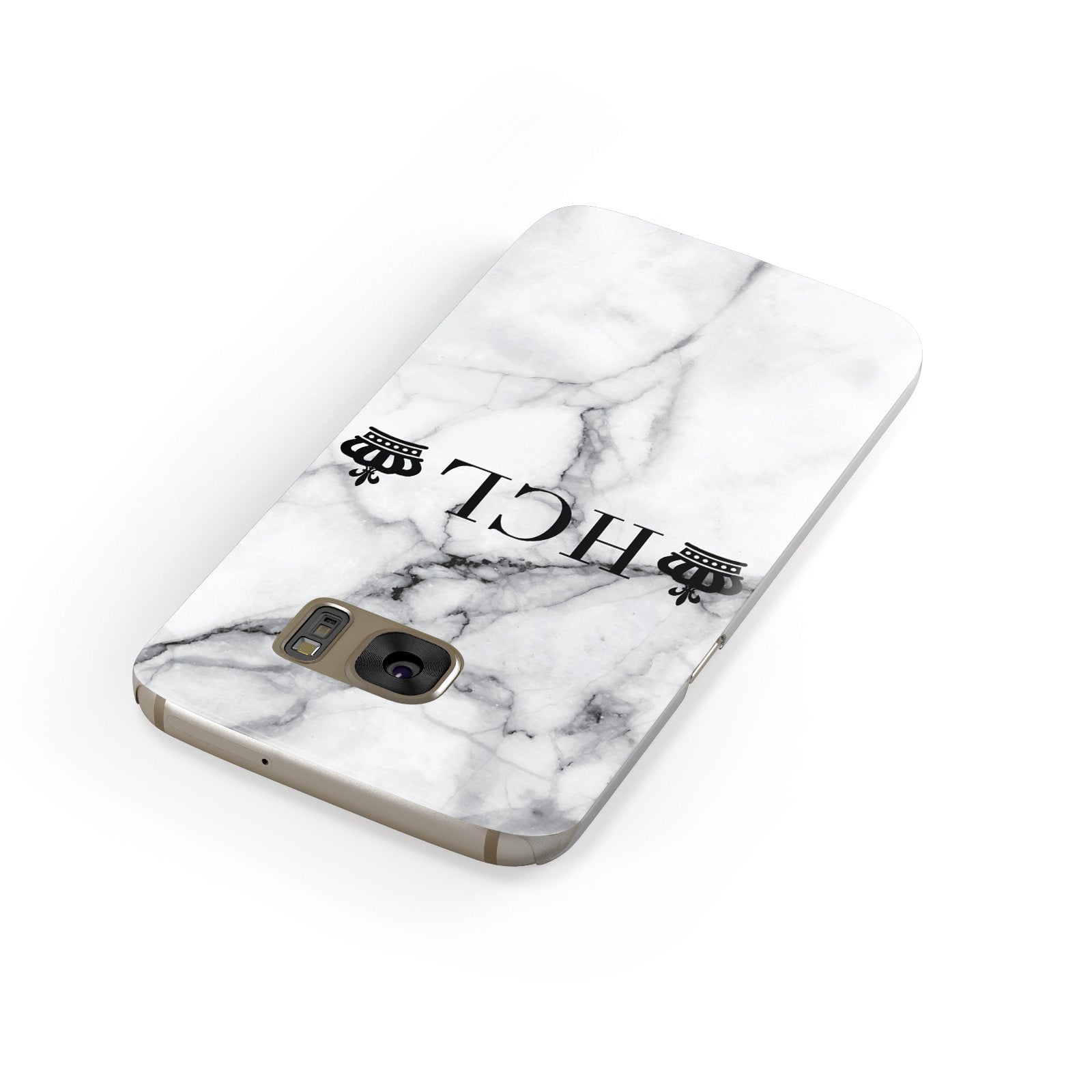 Personalised Crowns Marble Initials Samsung Galaxy Case Front Close Up