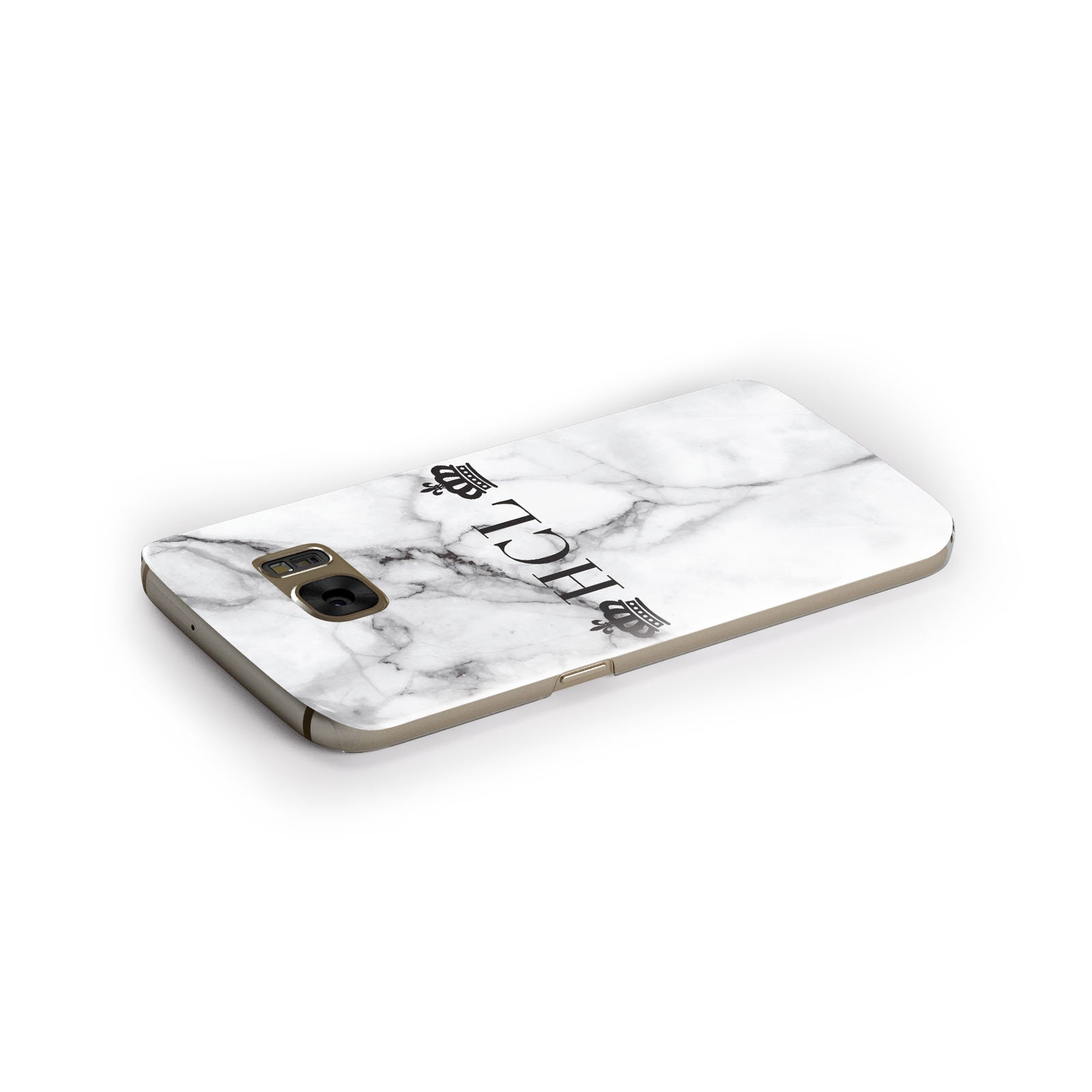 Personalised Crowns Marble Initials Samsung Galaxy Case Side Close Up