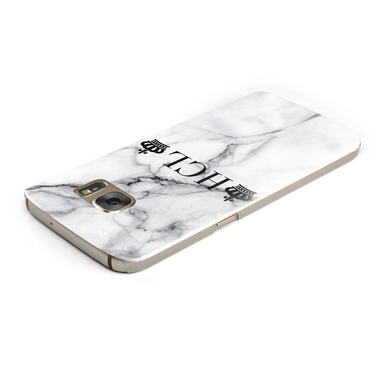 Personalised Crowns Marble Initials Samsung Galaxy Case Top Cutout