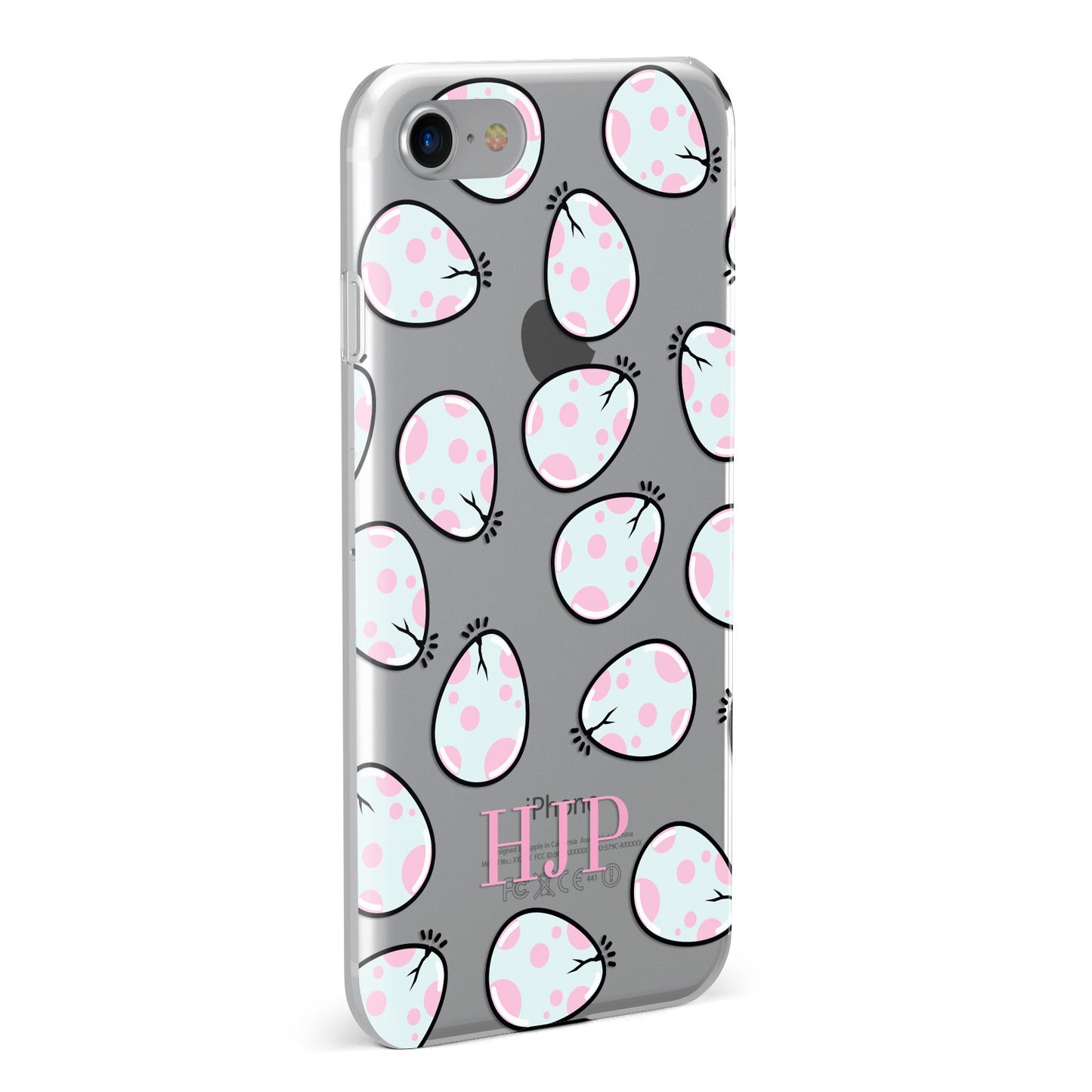 Personalised Cute Egg Initials Clear Apple iPhone Case Fourty Five Degrees