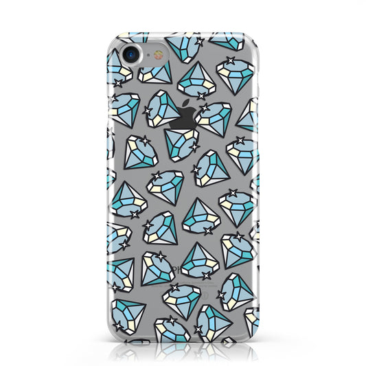 Diamonds Blue Clear Transparent Apple iPhone Case