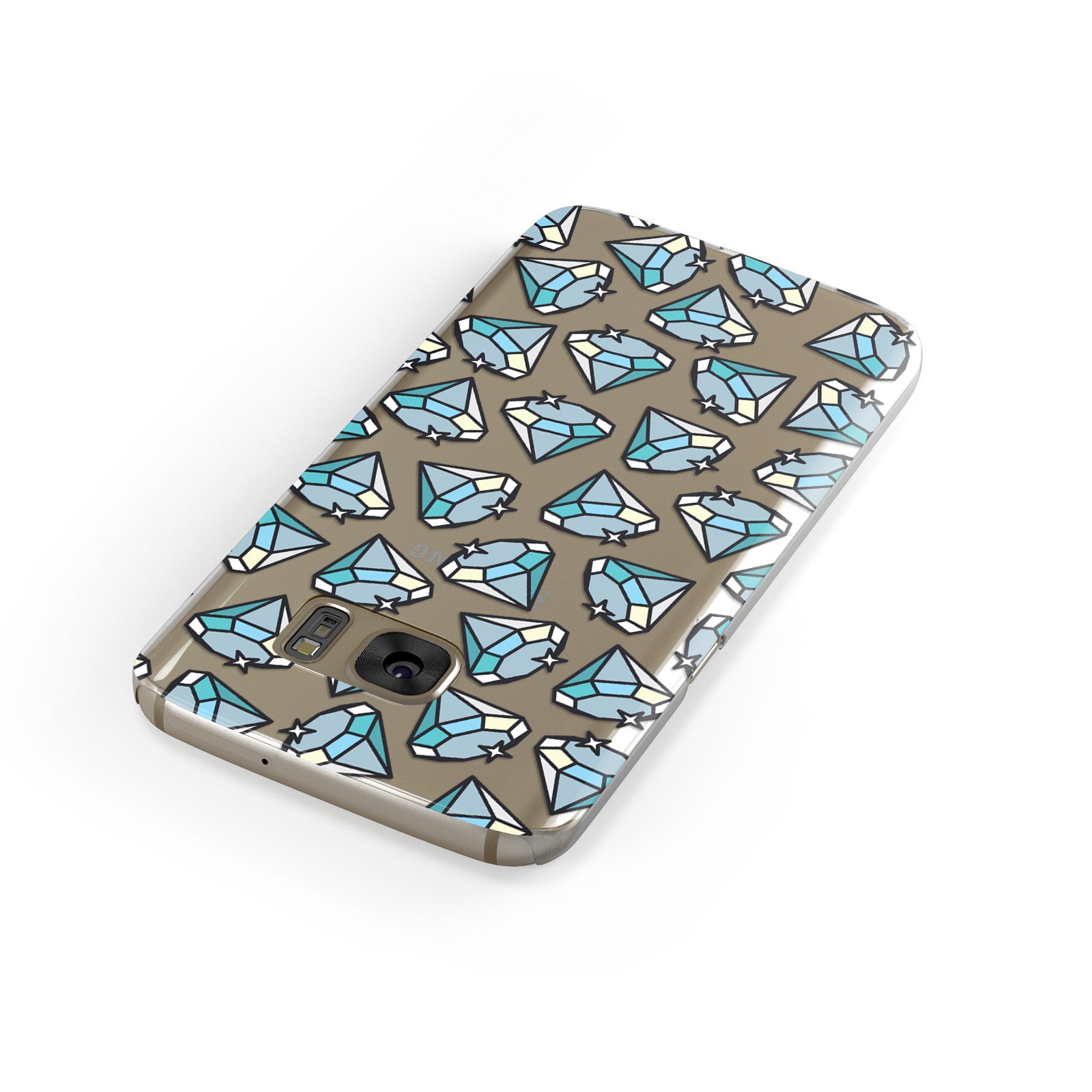 Diamonds Blue Clear Transparent Samsung Galaxy Case Front Close Up