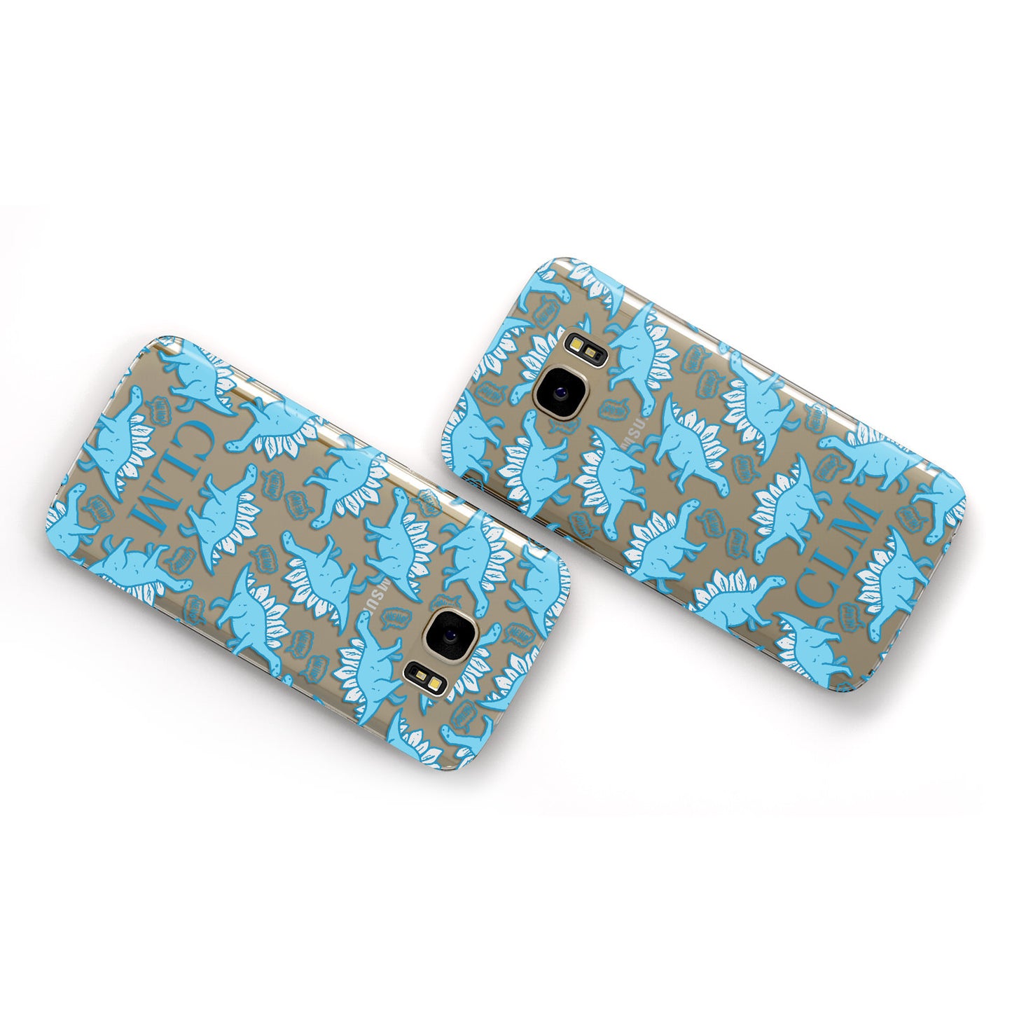 Personalised Dinosaur Initials Samsung Galaxy Case Flat Overview