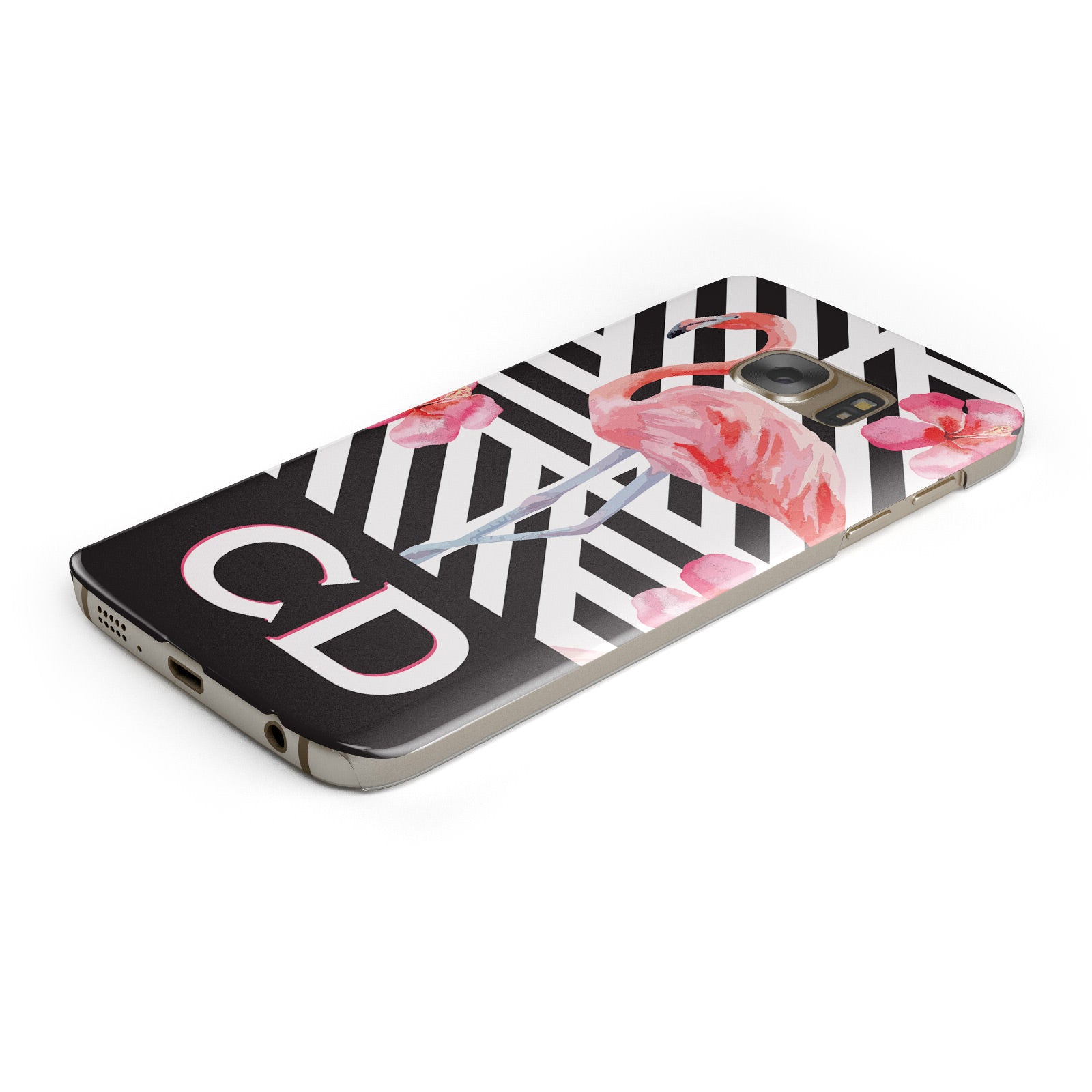 Flamingo Black Geometric Samsung Galaxy Case Bottom Cutout