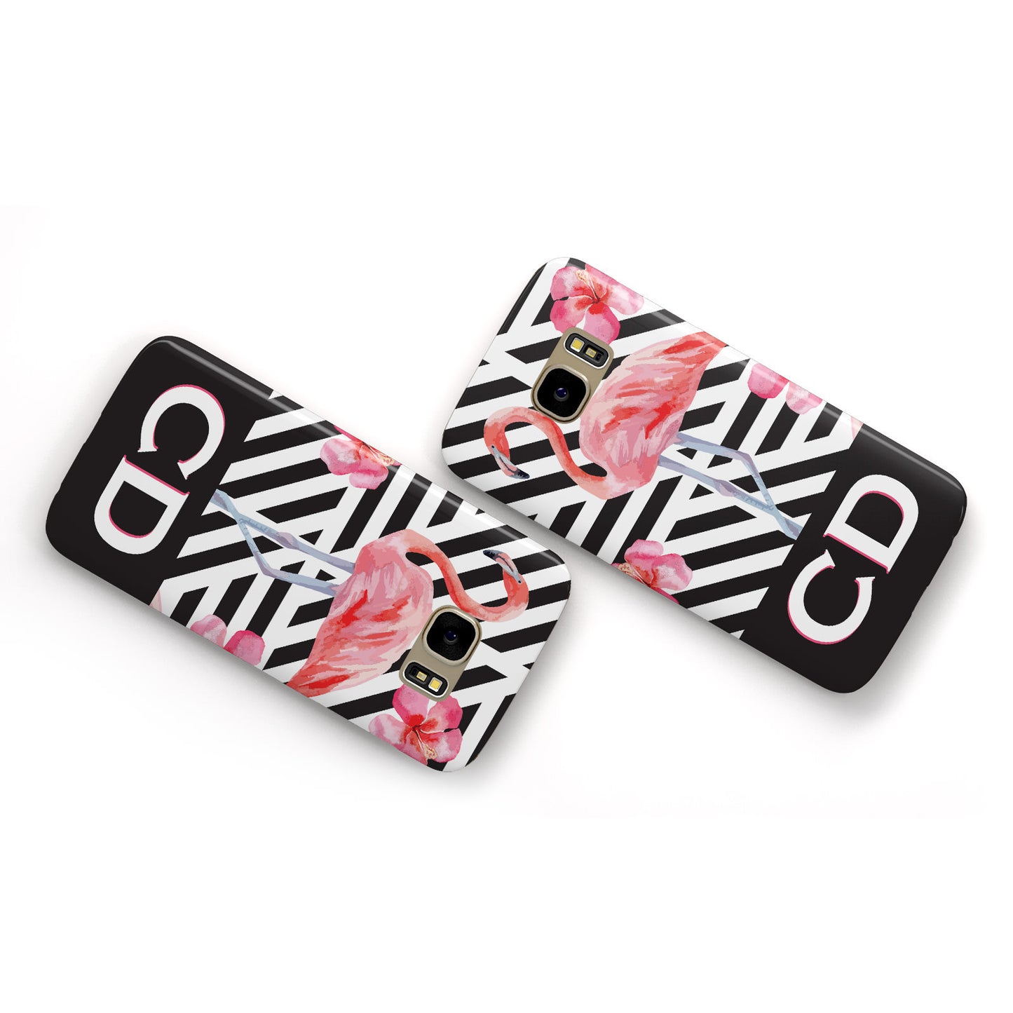 Flamingo Black Geometric Samsung Galaxy Case Flat Overview