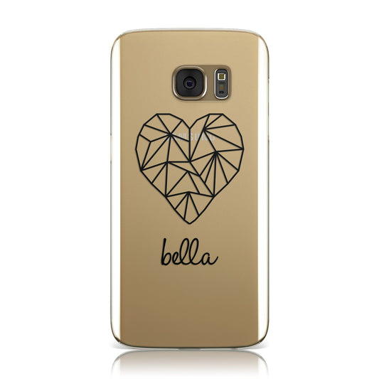 Personalised Geometric Heart & Name Black Samsung Galaxy Case