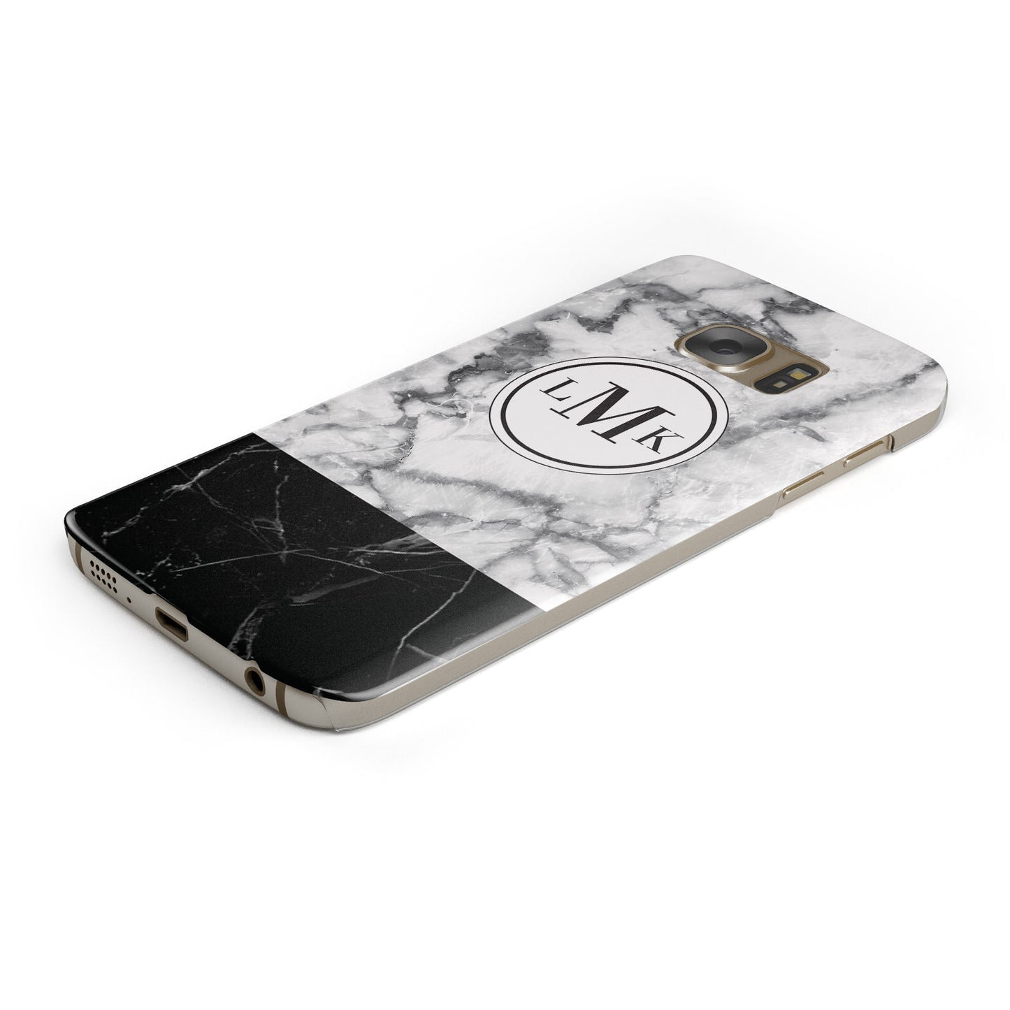 Geometric Marble Initials Personalised Samsung Galaxy Case Bottom Cutout