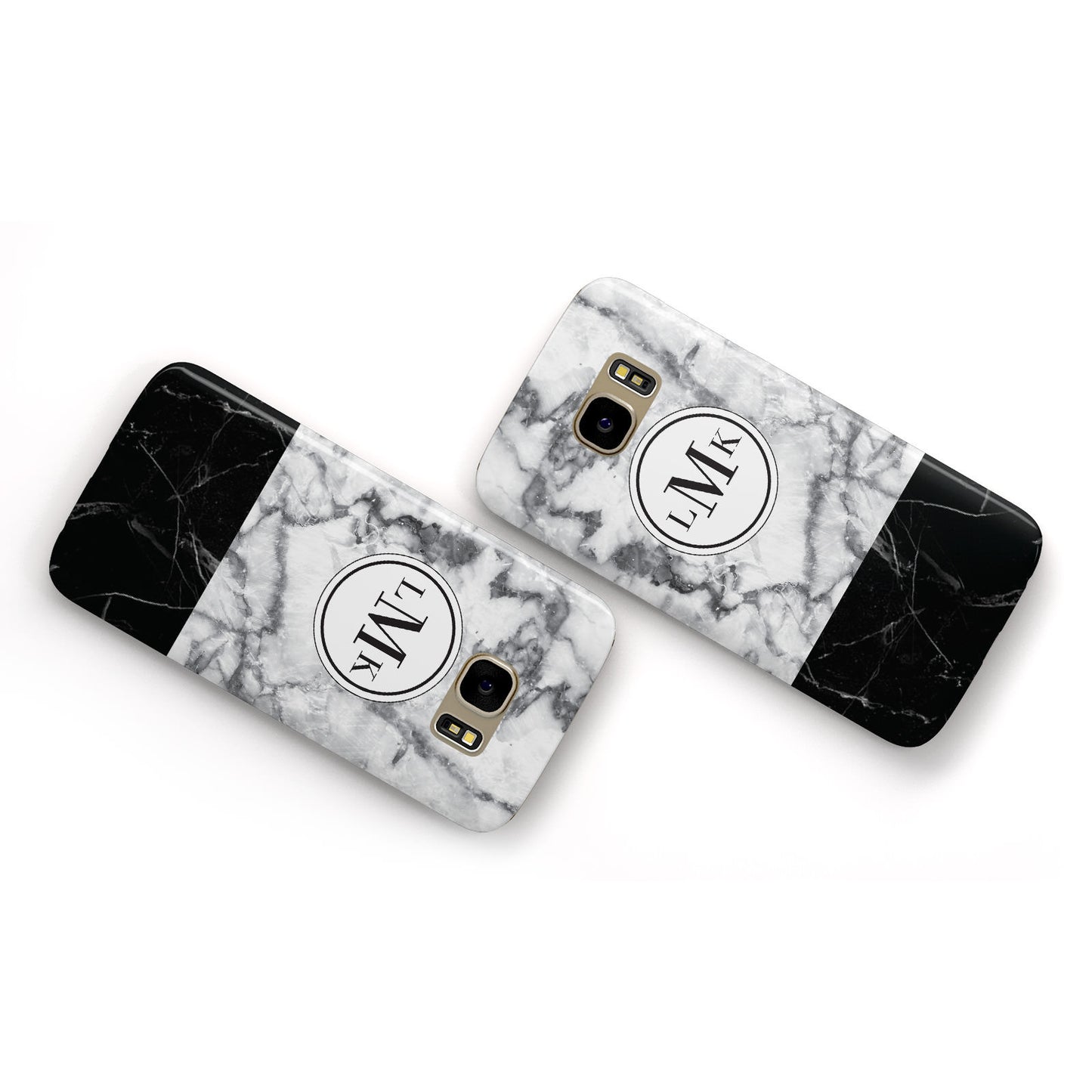 Geometric Marble Initials Personalised Samsung Galaxy Case Flat Overview