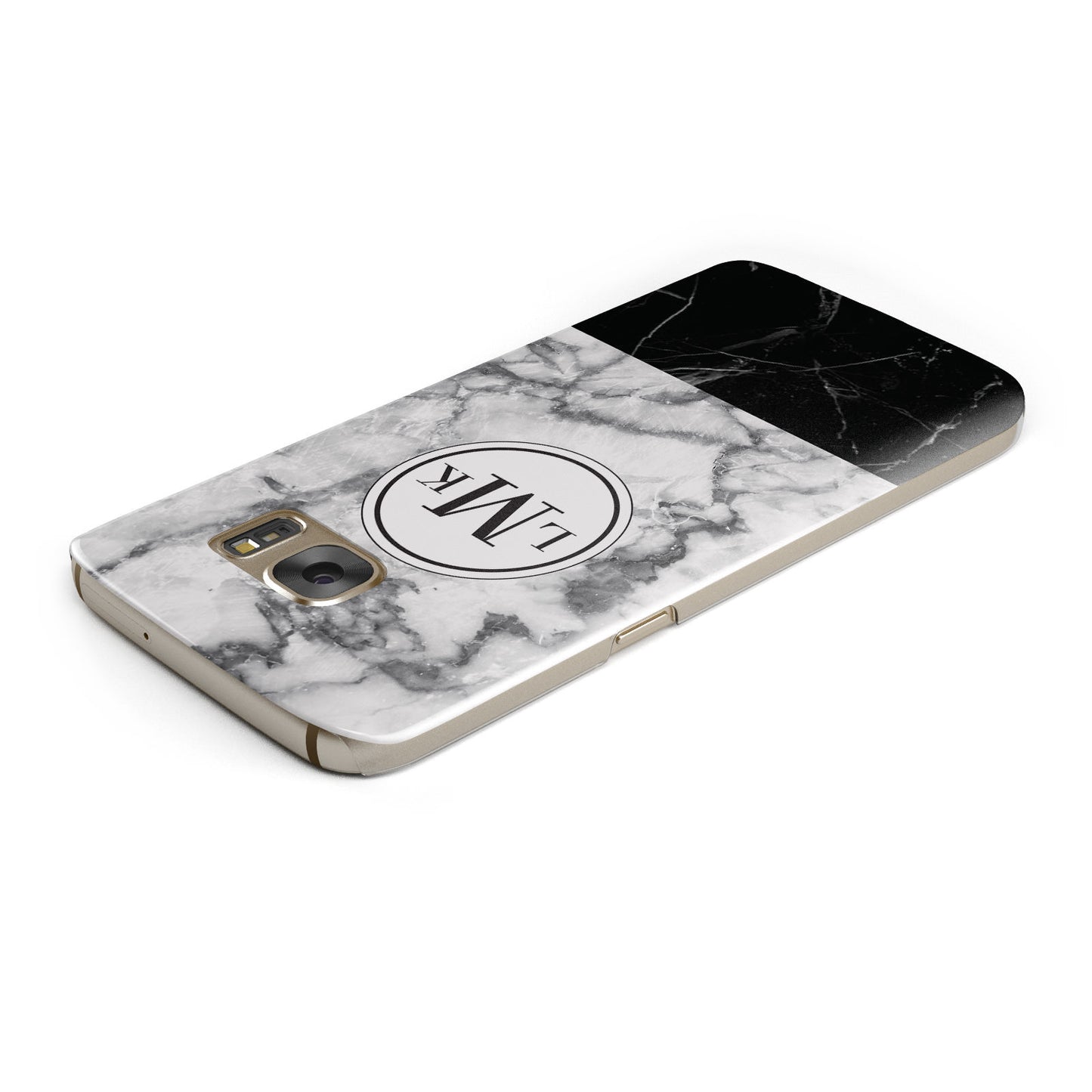 Geometric Marble Initials Personalised Samsung Galaxy Case Top Cutout