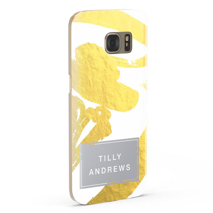 Personalised Gold Leaf White With Name Samsung Galaxy Case Fourty Five Degrees