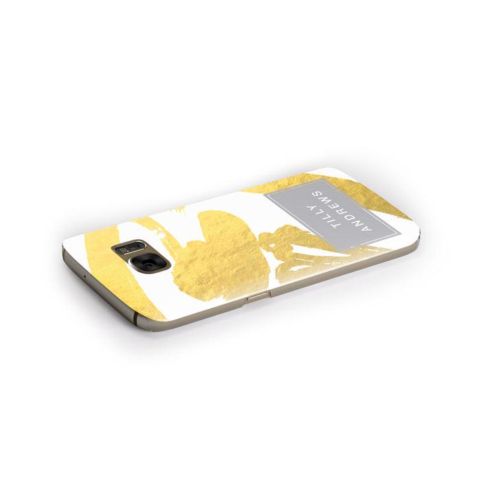 Personalised Gold Leaf White With Name Samsung Galaxy Case Side Close Up