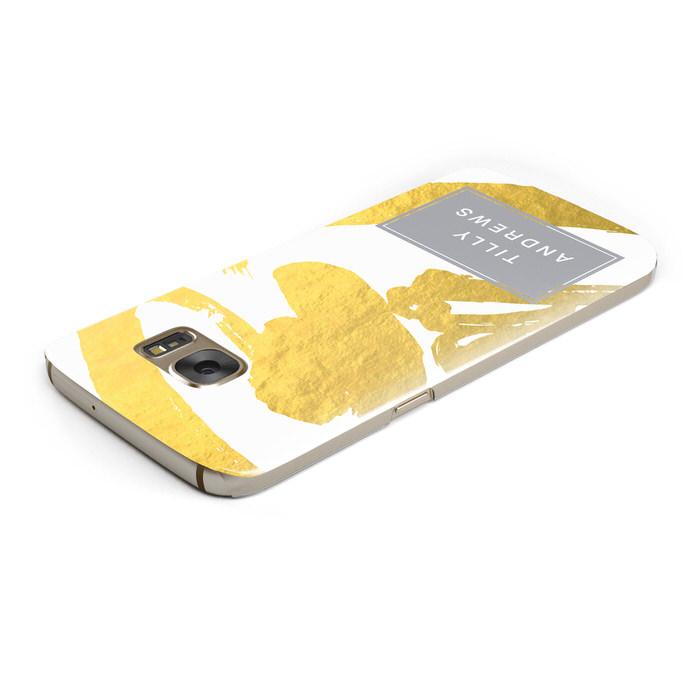 Personalised Gold Leaf White With Name Samsung Galaxy Case Top Cutout