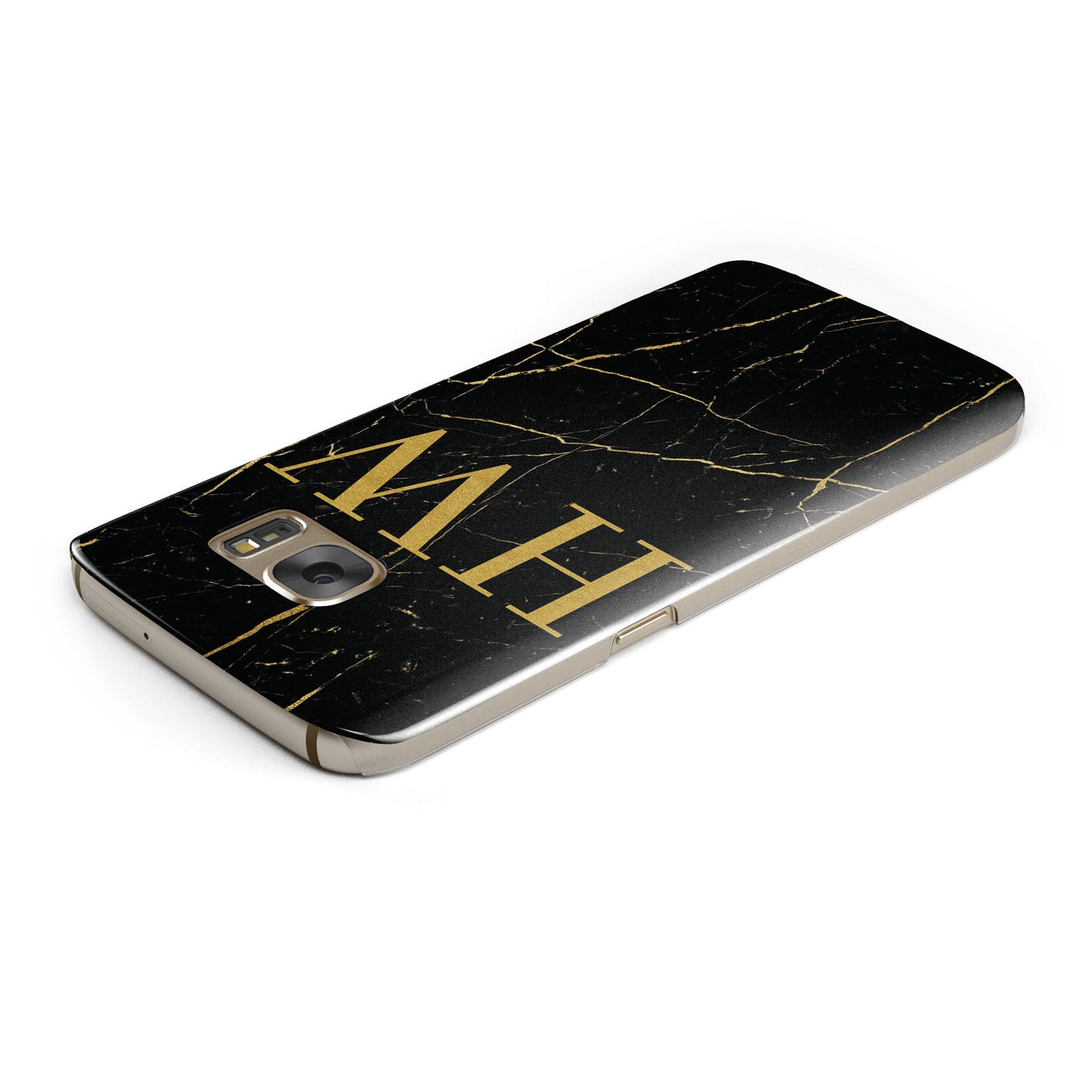 Gold Marble Monogram Personalised Samsung Galaxy Case Top Cutout