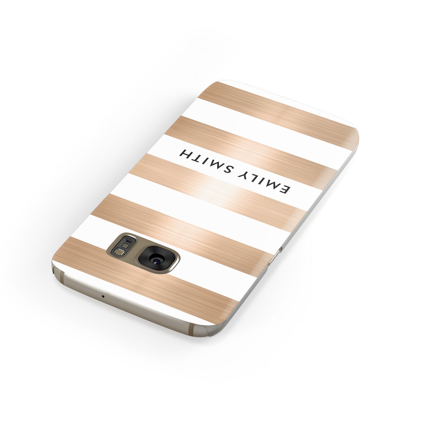 Personalised Gold Striped Name Initials Samsung Galaxy Case Front Close Up