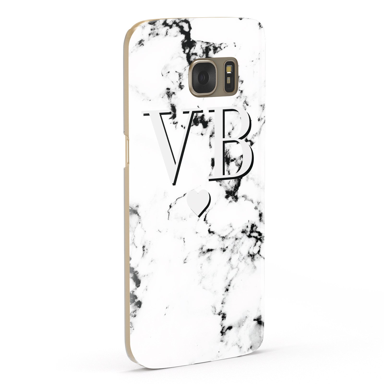 Personalised Grey Initialed Marble Heart Samsung Galaxy Case Fourty Five Degrees