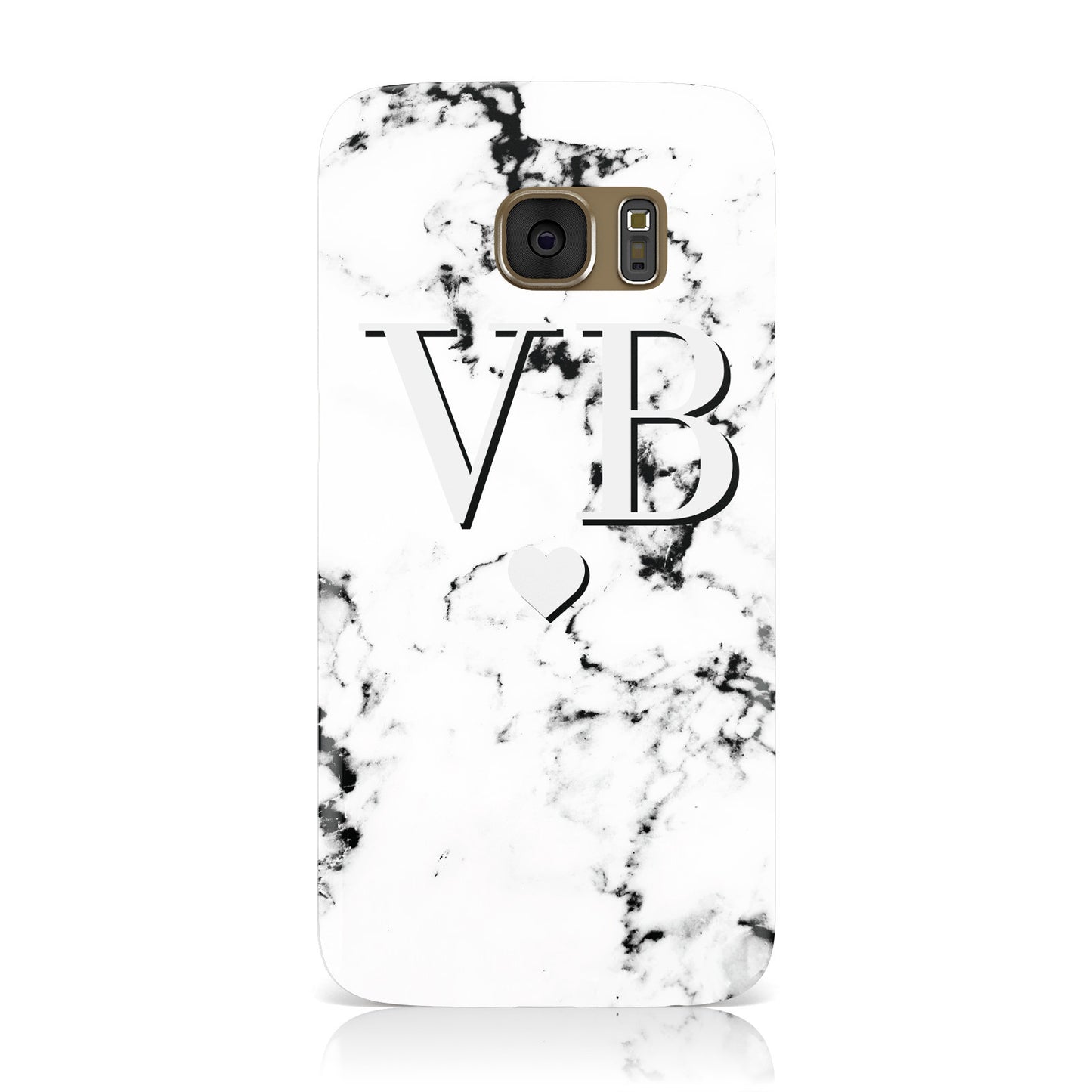 Personalised Grey Initialed Marble Heart Samsung Galaxy Case