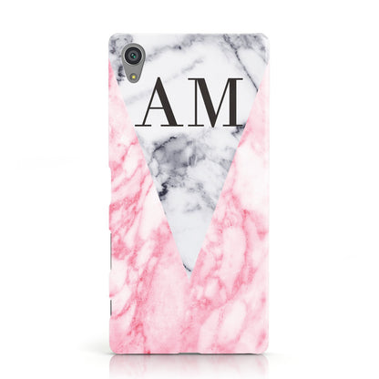 Personalised Grey Inset Marble Initials Sony Xperia Case