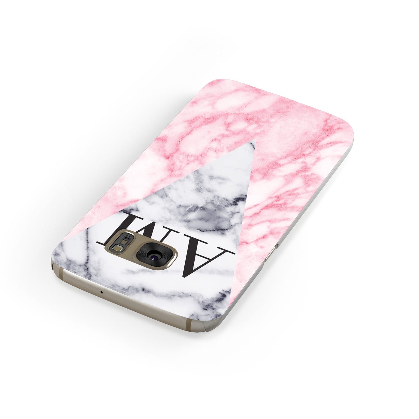 Personalised Grey Inset Marble Initials Samsung Galaxy Case Front Close Up