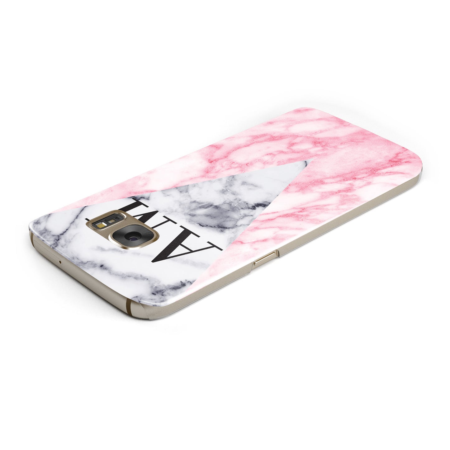 Personalised Grey Inset Marble Initials Samsung Galaxy Case Top Cutout