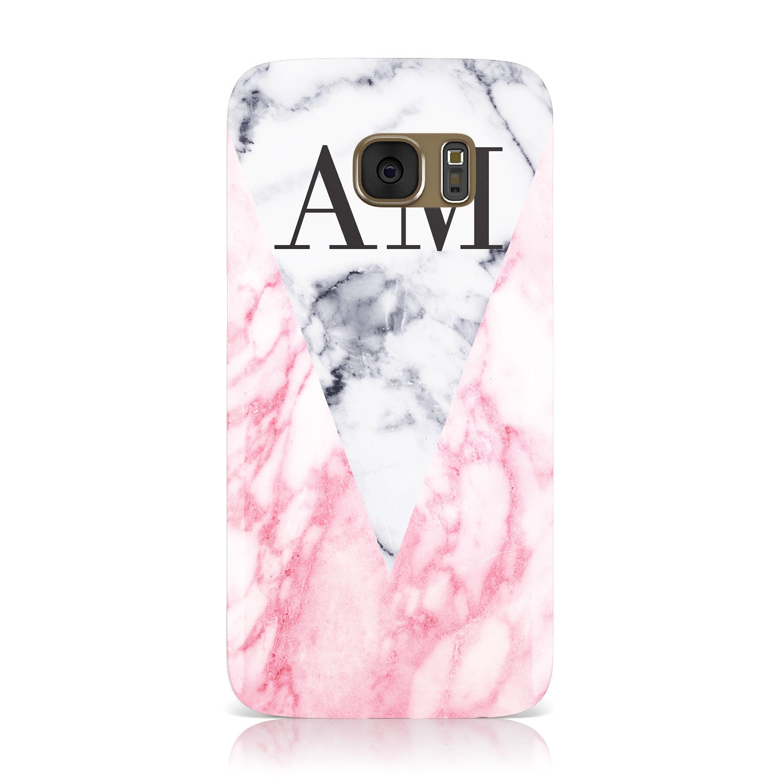 Personalised Grey Inset Marble Initials Samsung Galaxy Case