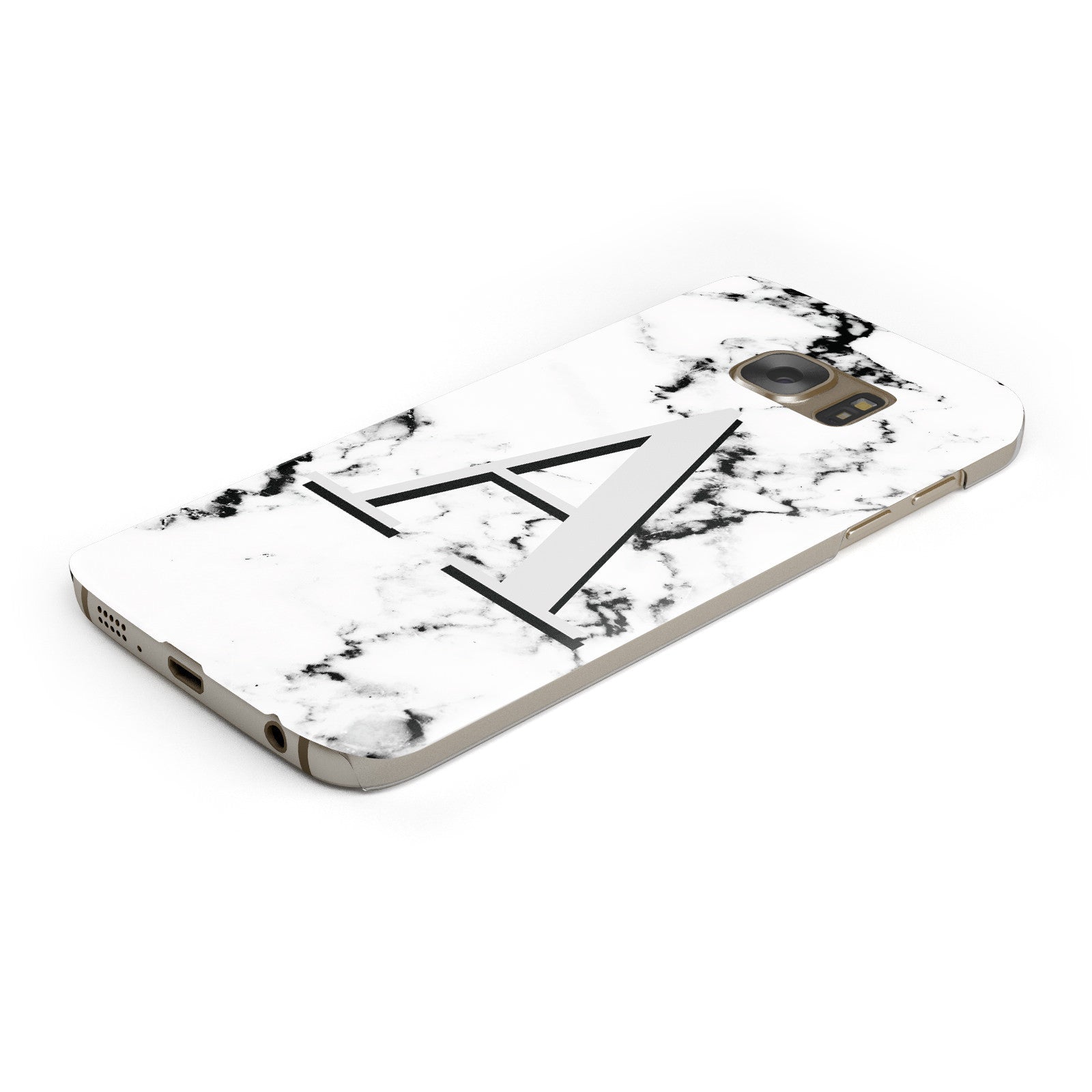 Personalised Grey Large Initial Marble Samsung Galaxy Case Bottom Cutout