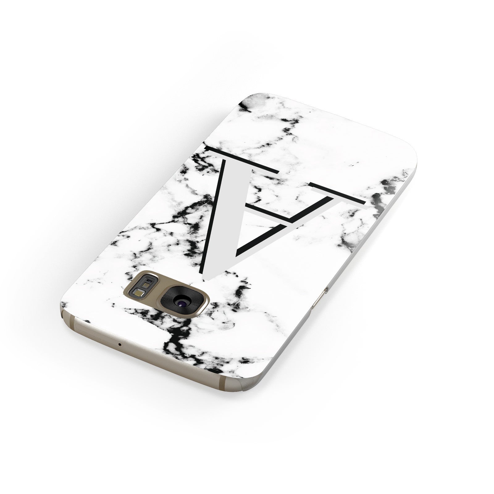 Personalised Grey Large Initial Marble Samsung Galaxy Case Front Close Up