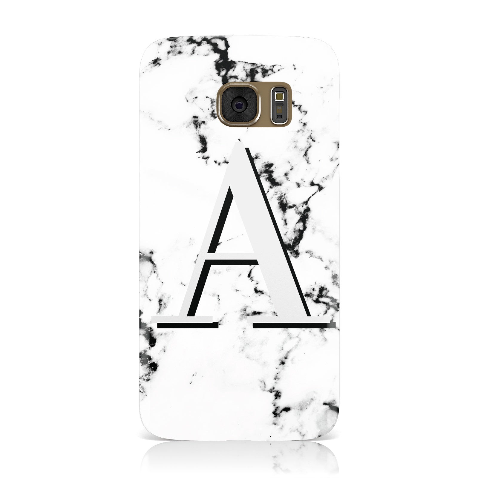 Personalised Grey Large Initial Marble Samsung Galaxy Case