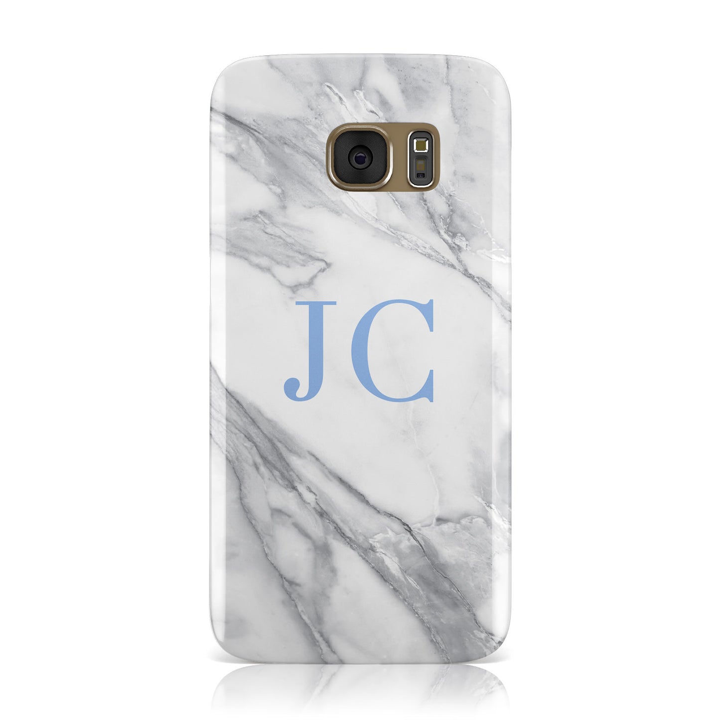 Grey Marble Blue Initials Samsung Galaxy Case