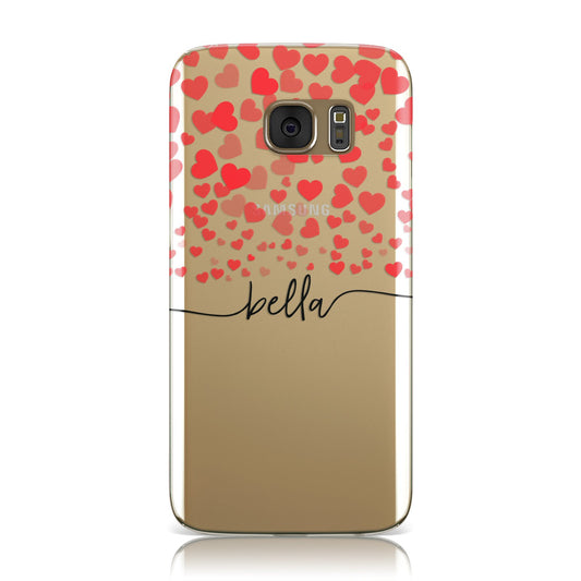 Personalised Hearts Confetti & Black Name Samsung Galaxy Case