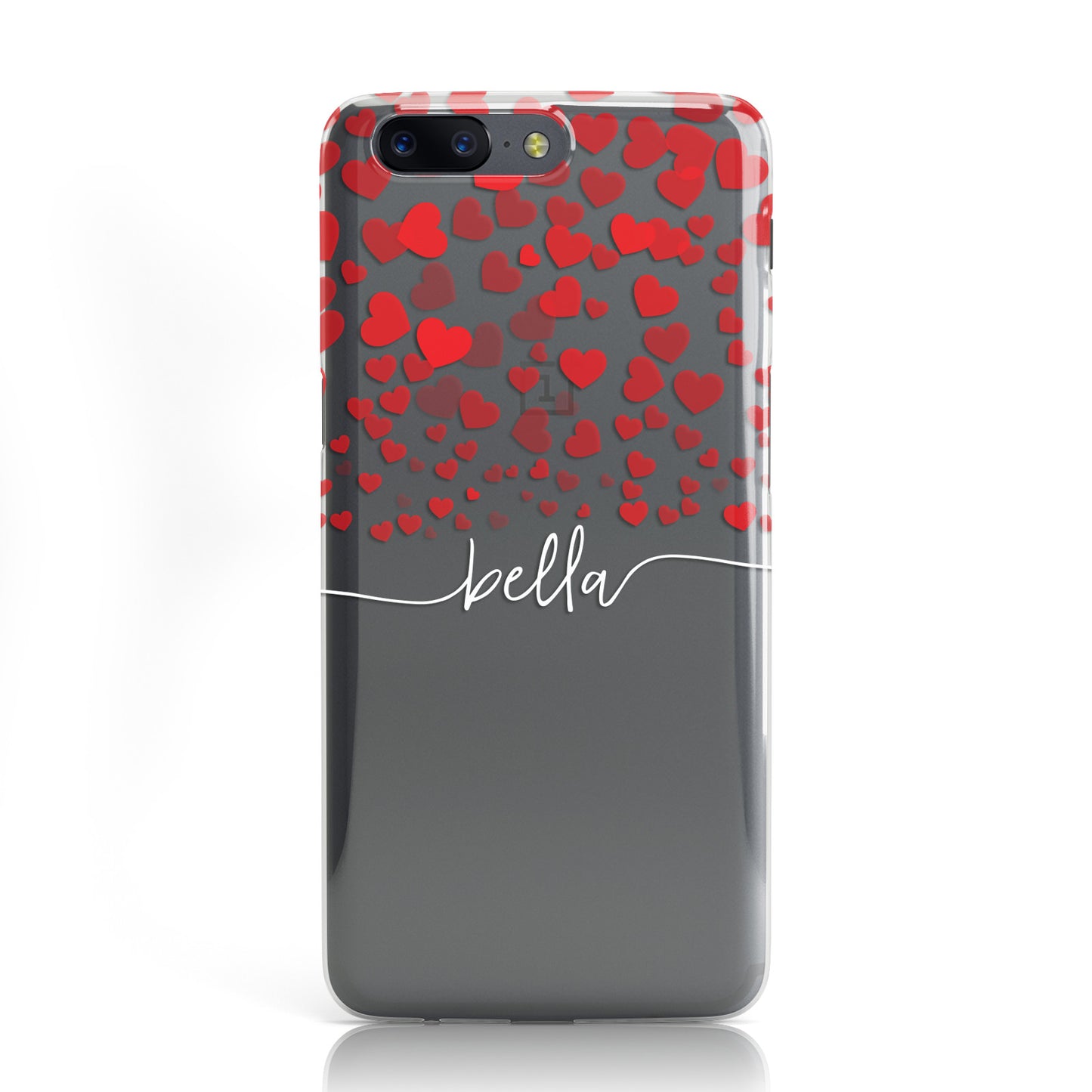 Personalised Hearts Confetti & Clear White Name Oneplus Case