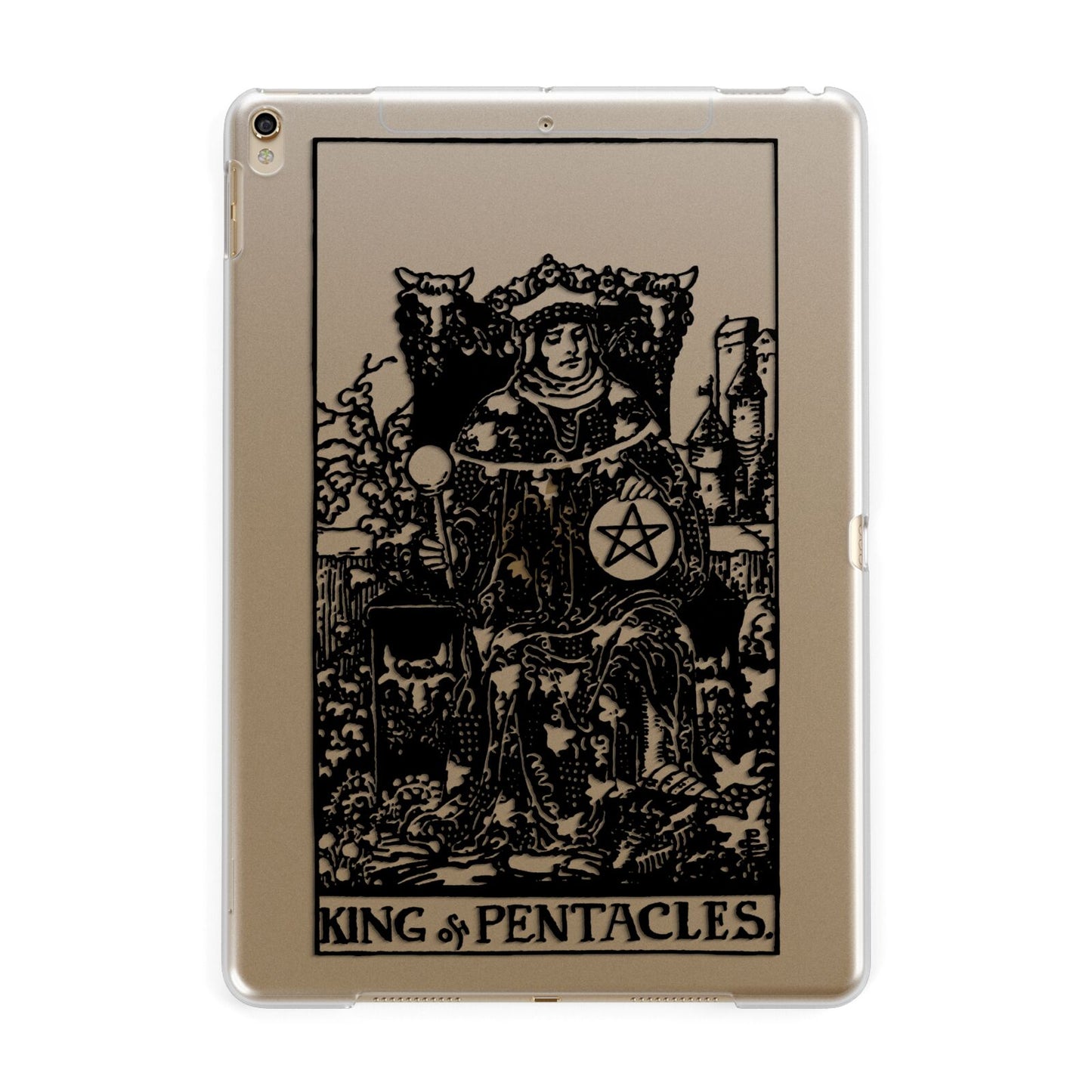 King of Pentacles Monochrome Apple iPad Gold Case