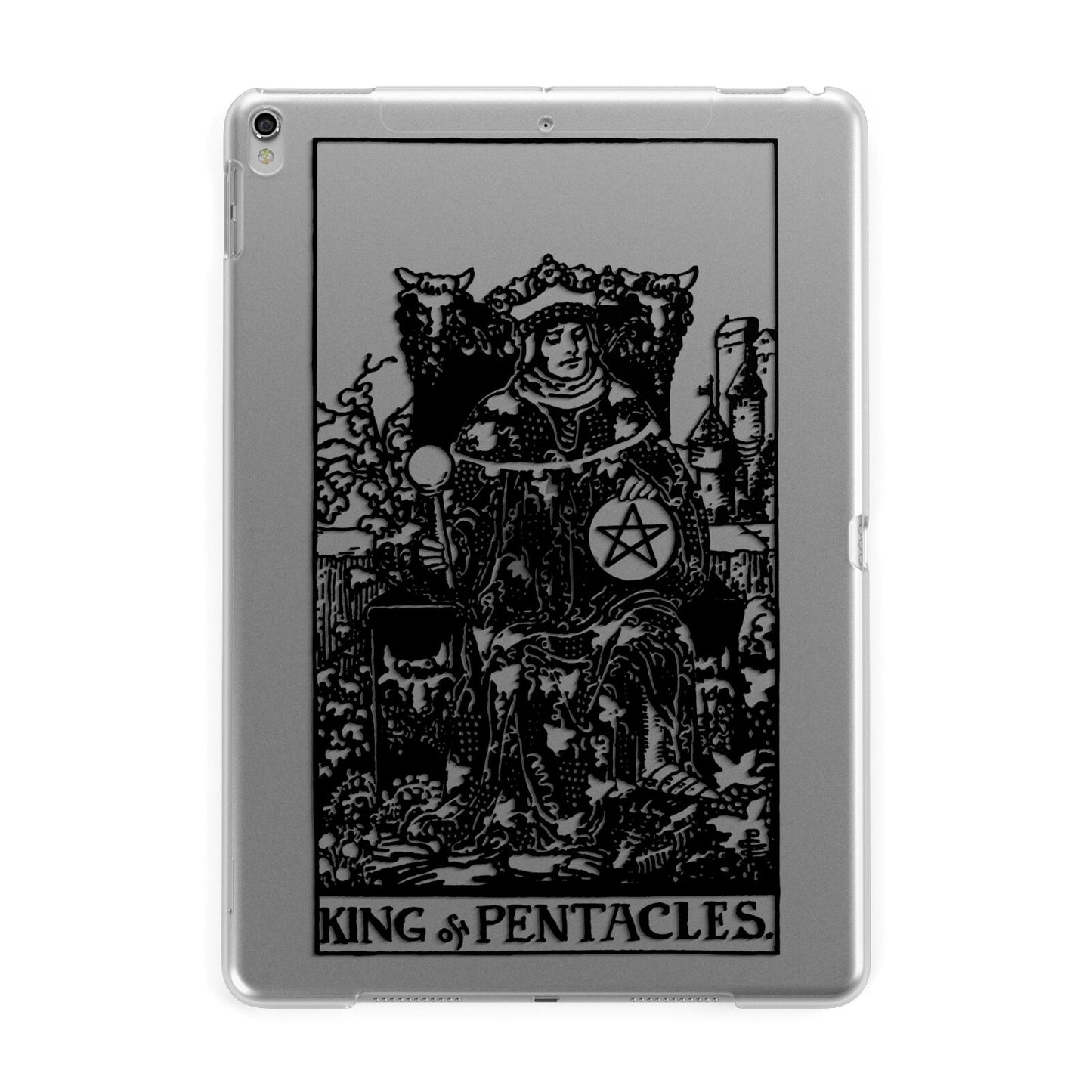 King of Pentacles Monochrome Apple iPad Silver Case