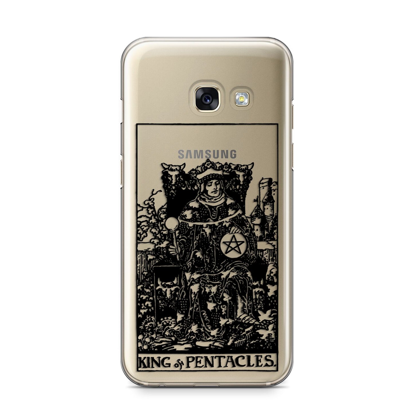 King of Pentacles Monochrome Samsung Galaxy A3 2017 Case on gold phone