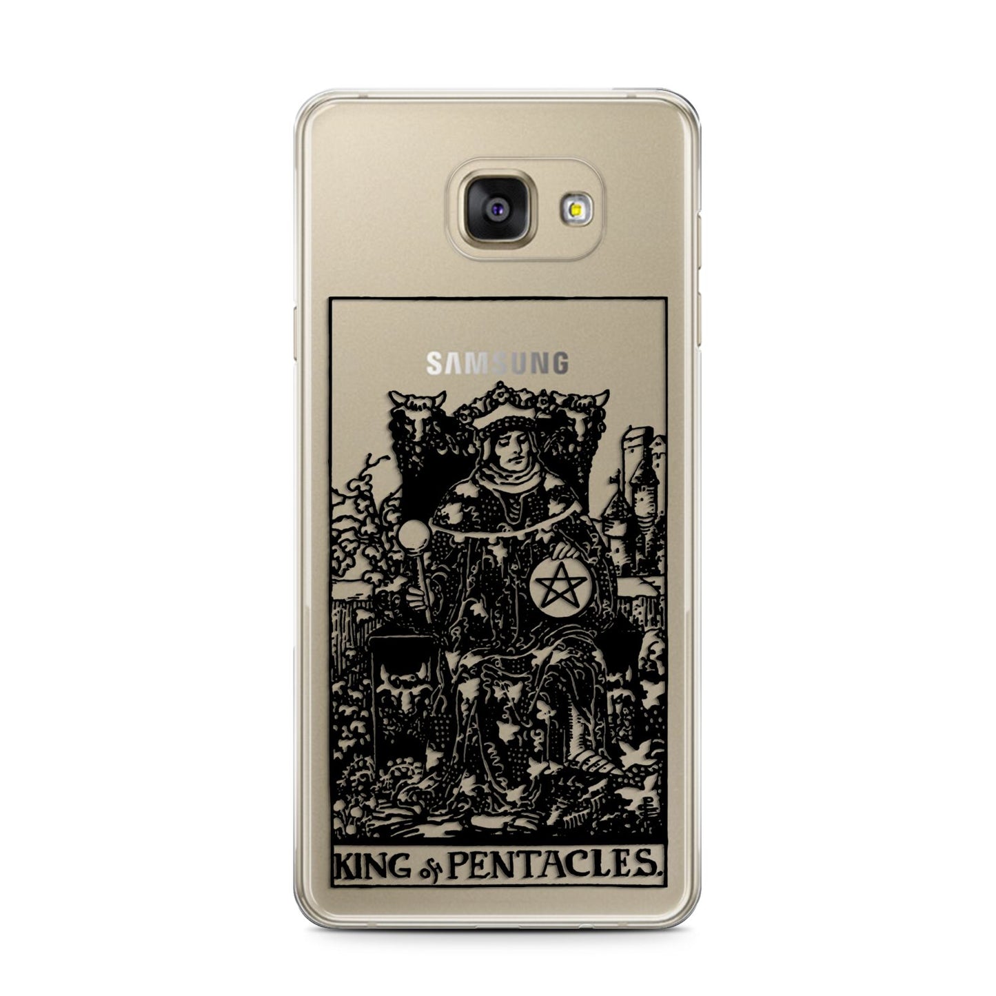 King of Pentacles Monochrome Samsung Galaxy A7 2016 Case on gold phone