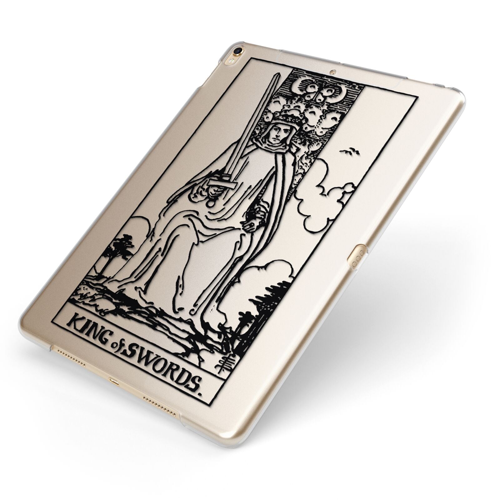 King of Swords Monochrome Apple iPad Case on Gold iPad Side View