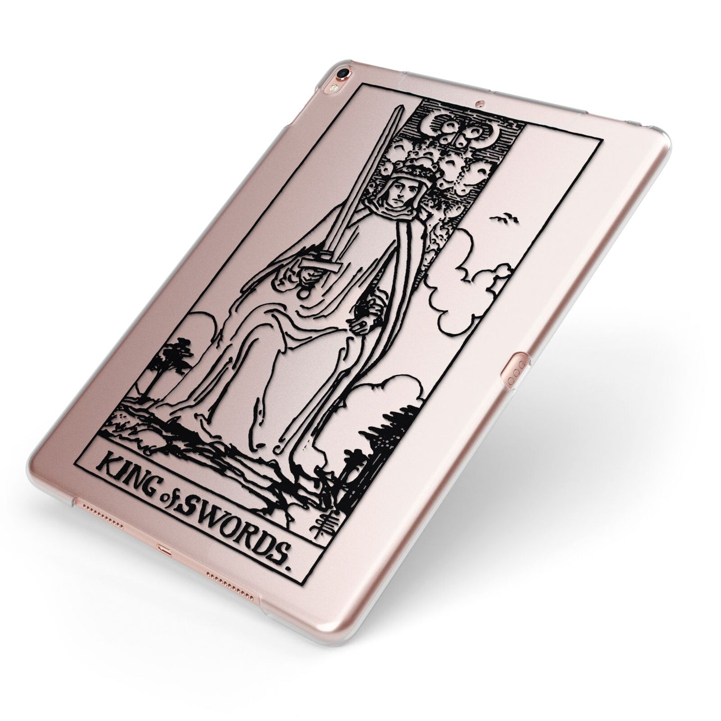 King of Swords Monochrome Apple iPad Case on Rose Gold iPad Side View