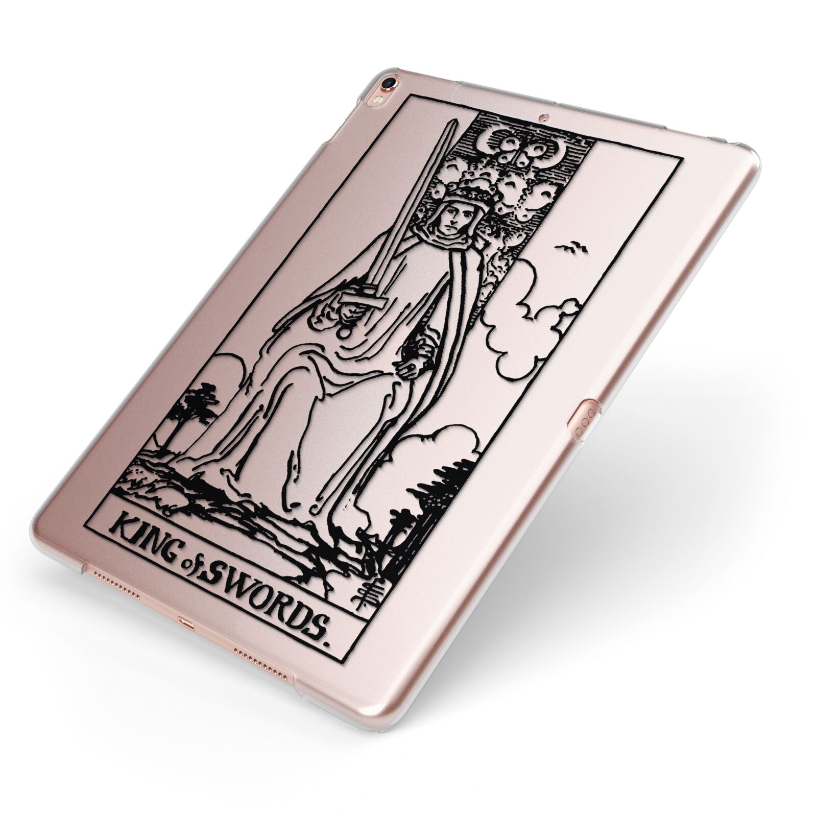 King of Swords Monochrome Apple iPad Case on Rose Gold iPad Side View