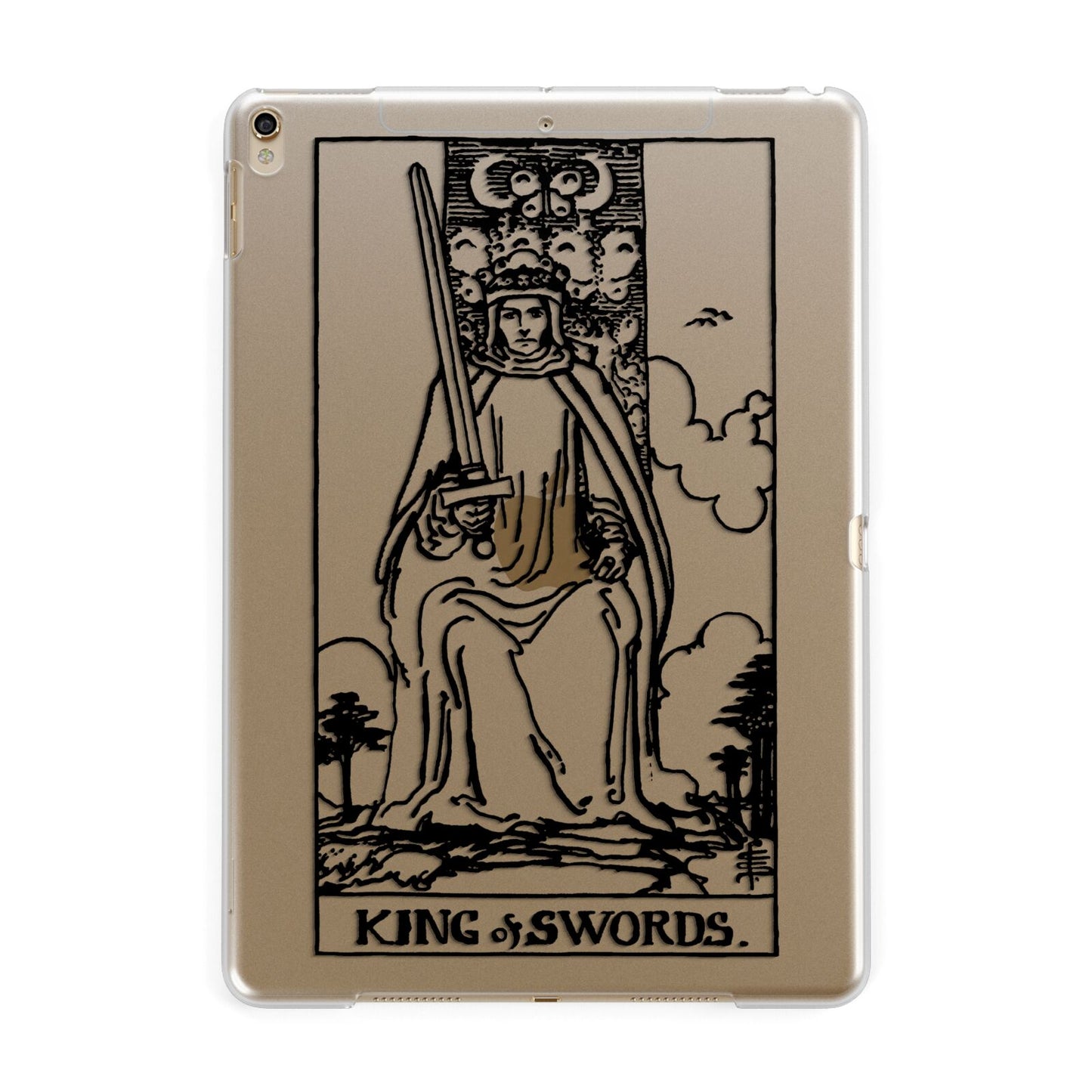 King of Swords Monochrome Apple iPad Gold Case