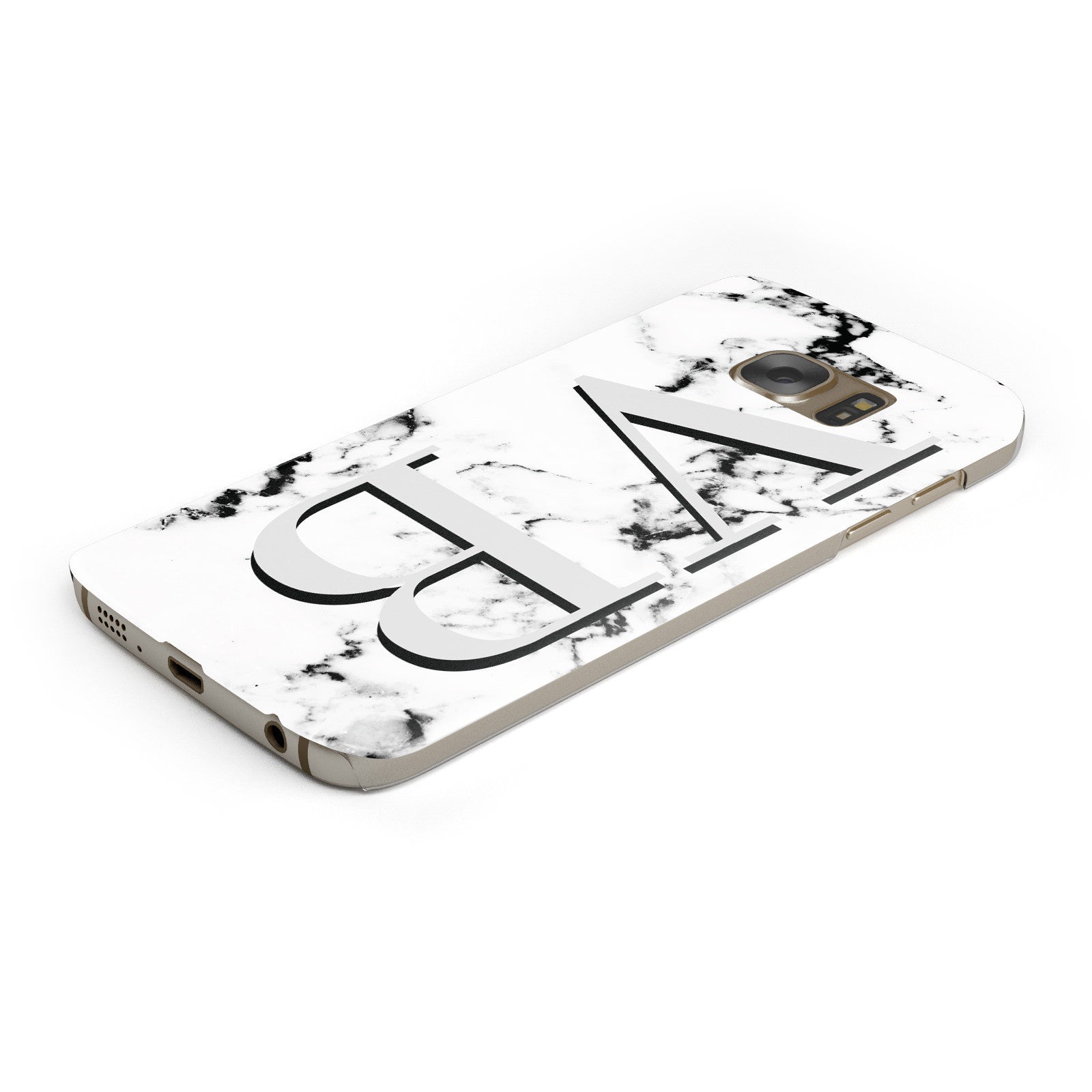 Personalised Landscape Initials With Marble Samsung Galaxy Case Bottom Cutout