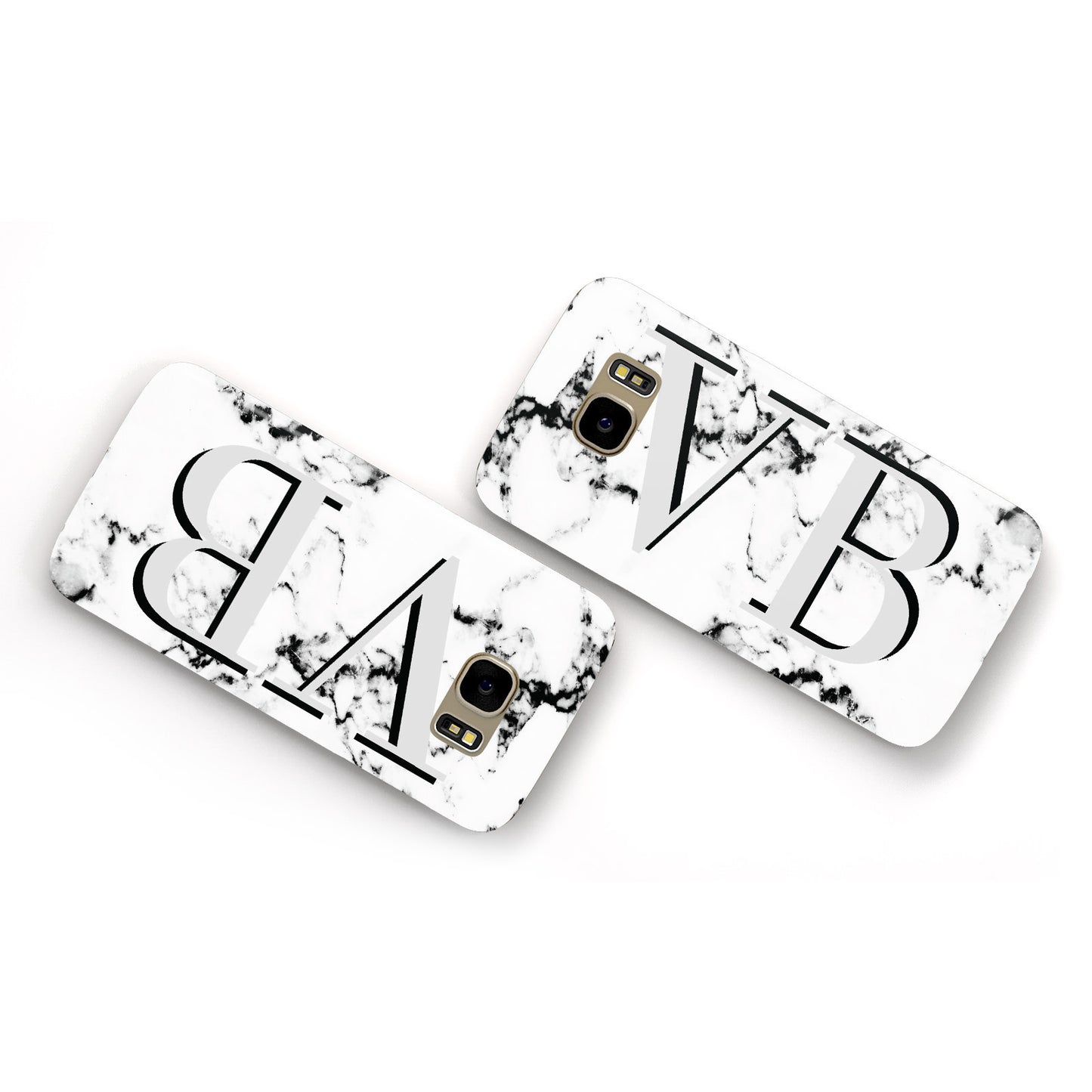 Personalised Landscape Initials With Marble Samsung Galaxy Case Flat Overview