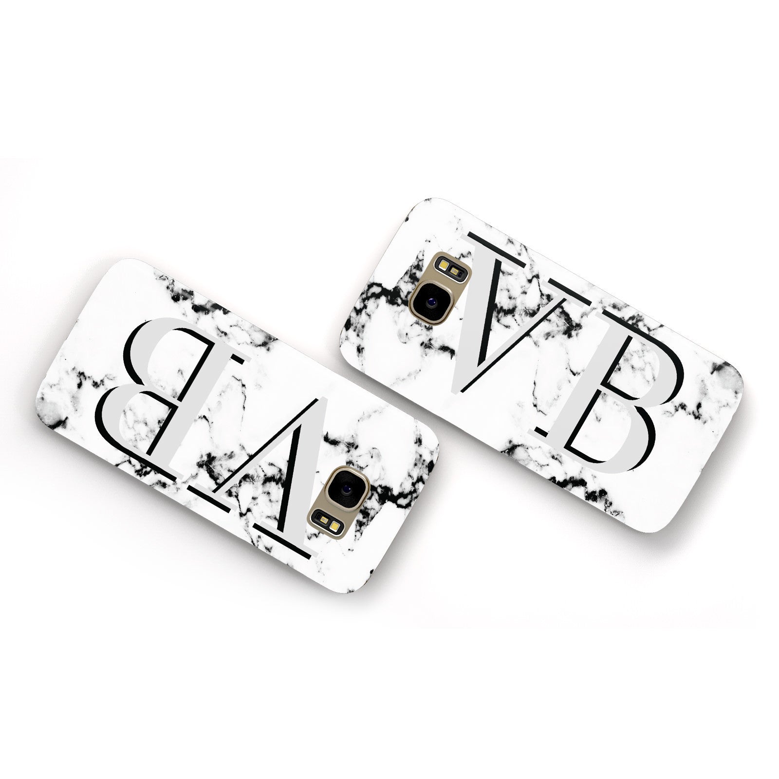 Personalised Landscape Initials With Marble Samsung Galaxy Case Flat Overview