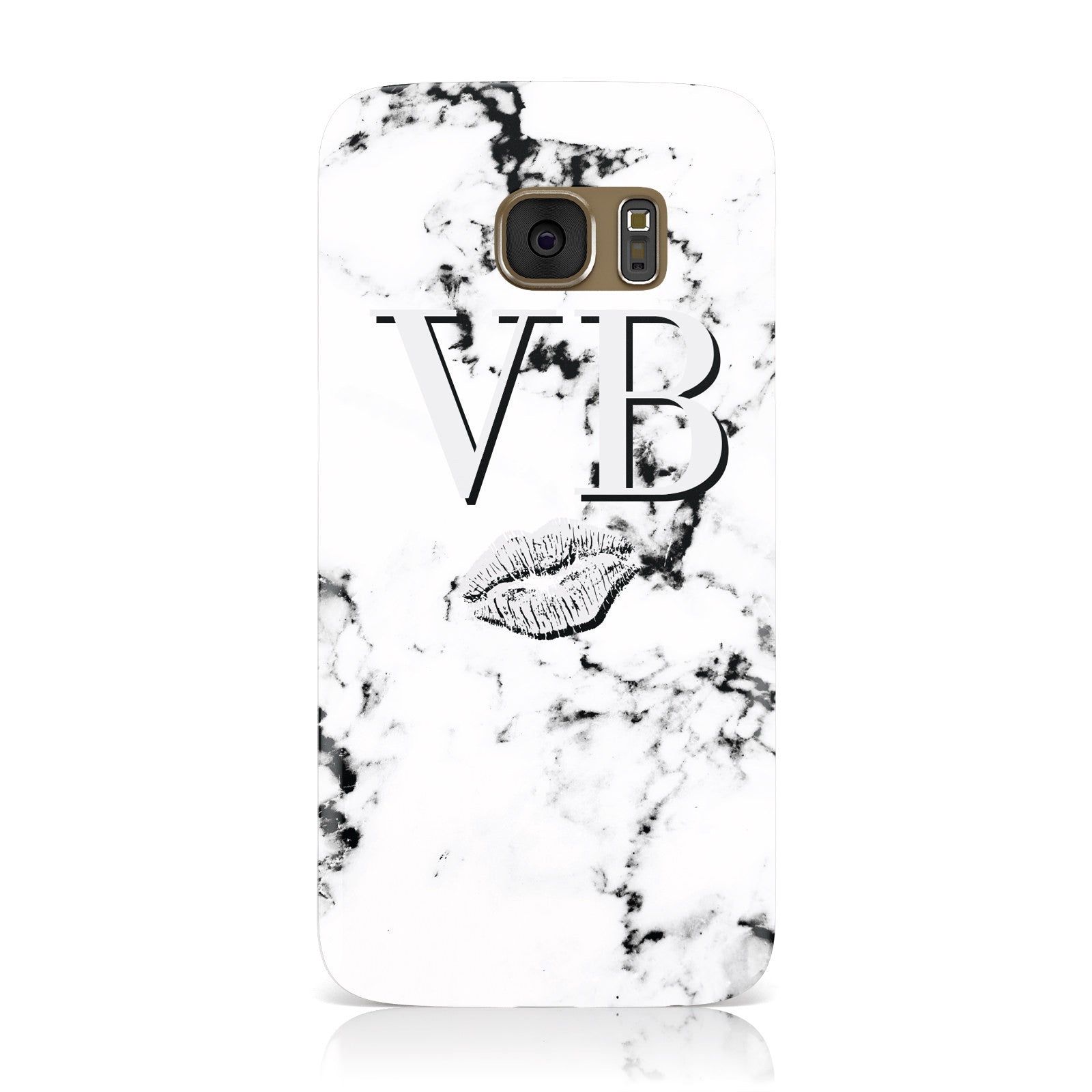 Personalised Lips Kiss Marble Initialed Samsung Galaxy Case