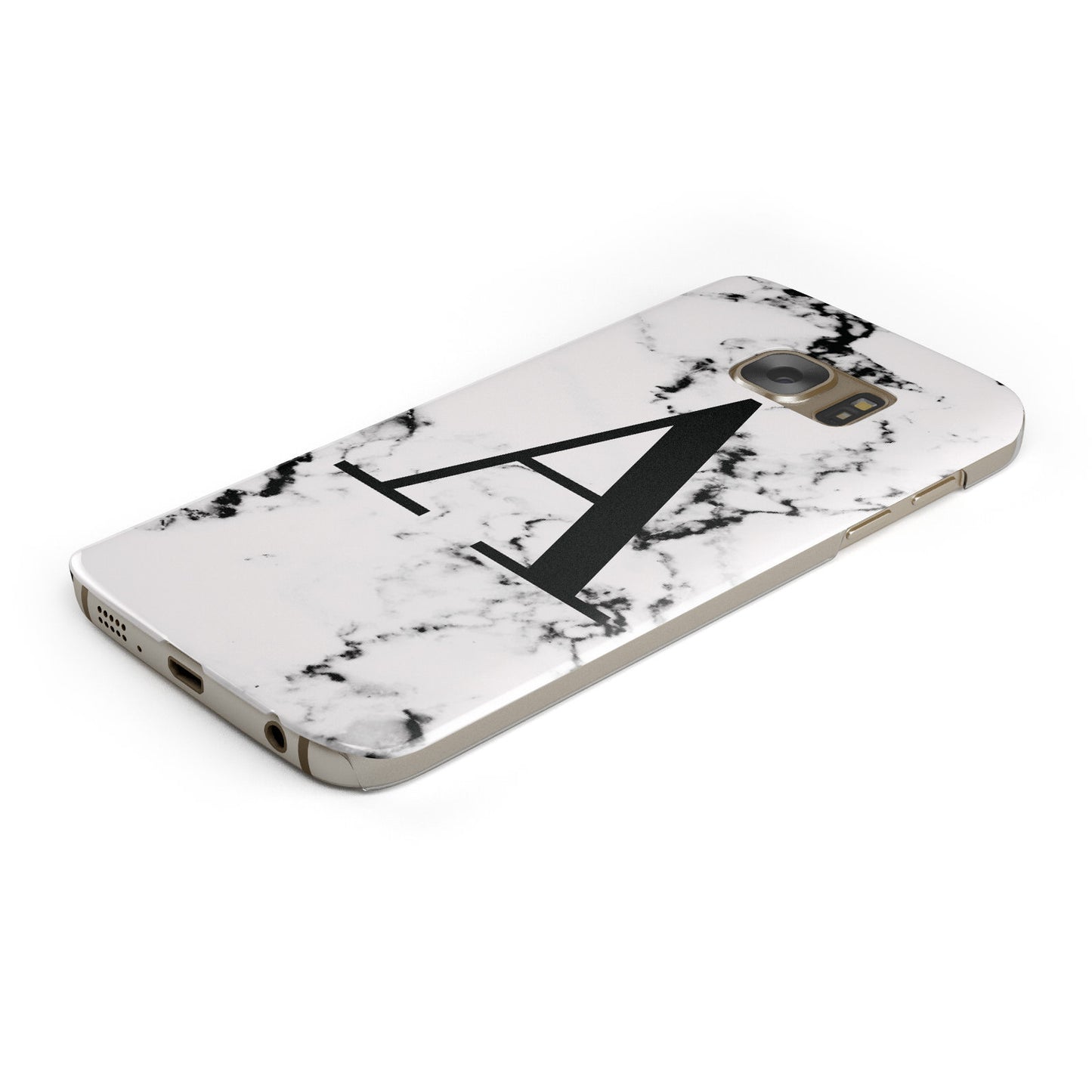 Marble Black Initial Personalised Samsung Galaxy Case Bottom Cutout