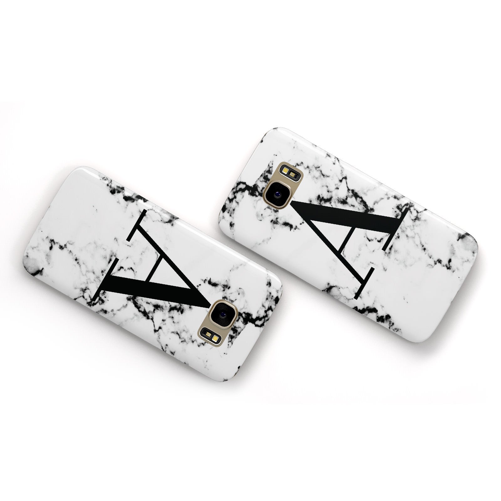 Marble Black Initial Personalised Samsung Galaxy Case Flat Overview